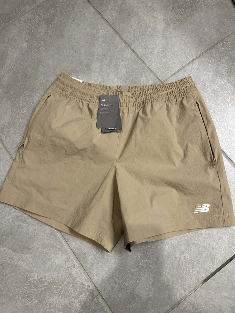 New Balance Men's Tan Athletic Shorts with NB Logo